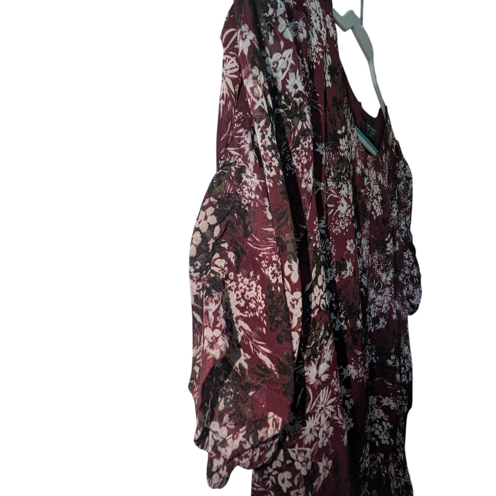 LAUNDRY BY SHELLI SEGAL WOMEN'S FLORAL SHIRRED SLEEVES AND SMOCKED WAIST SIZE M - Picture 8 of 11